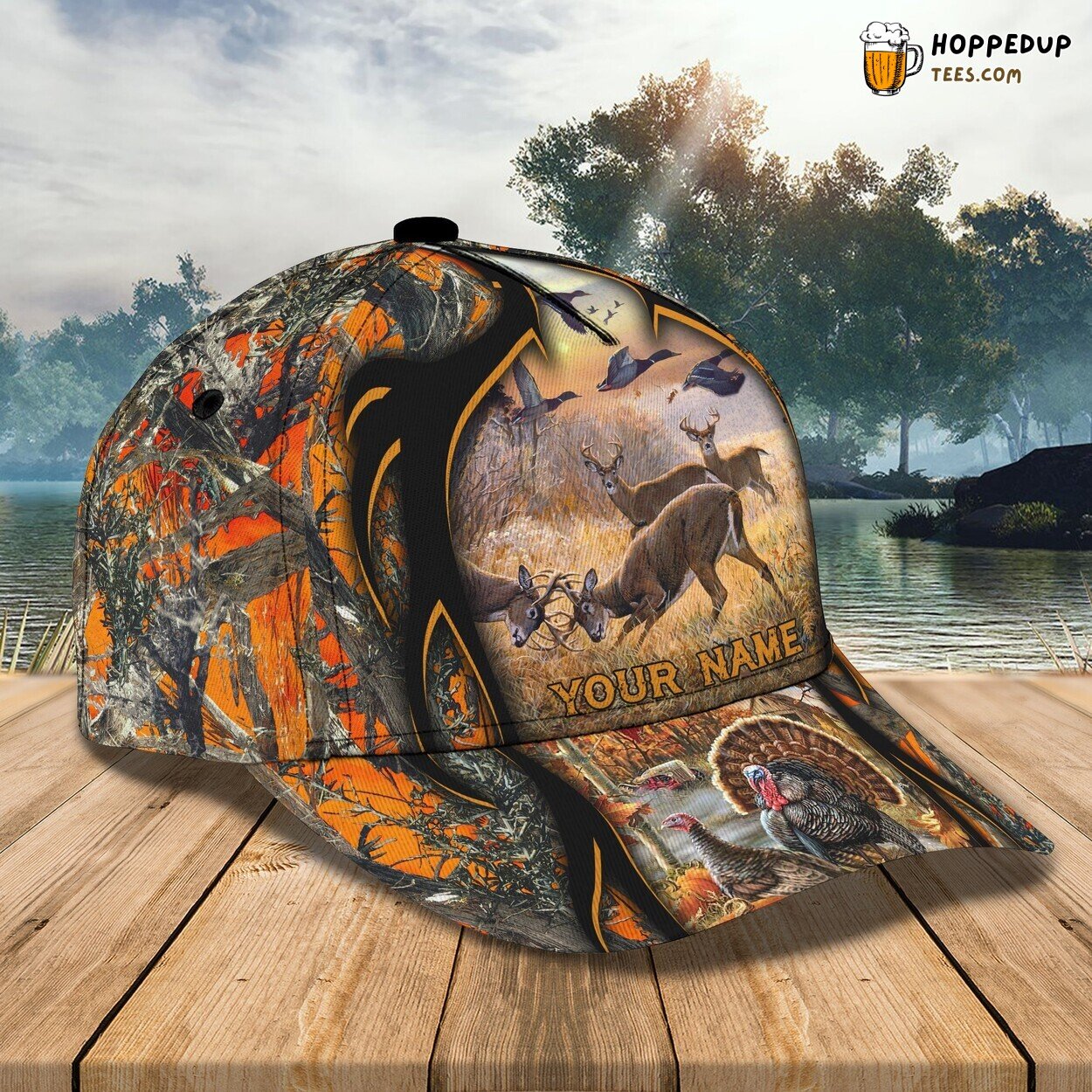 Hunting Design Classic 3D Cap Personalized Name Unique Authentic Premium Look Hunting Design Classic 3D Cap Personalized Name Unique Authentic Premium Look