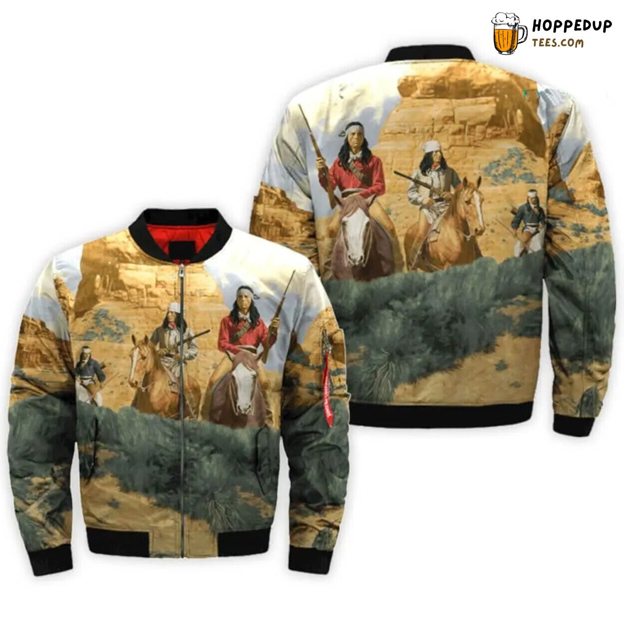 Hunting Native American Art Inspired Bomber Jacket