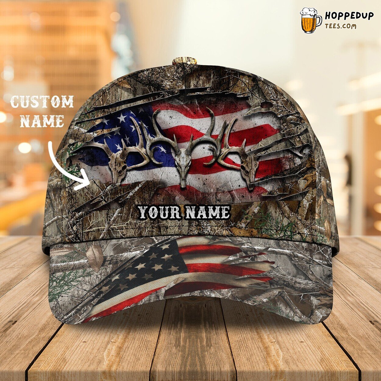 Hunting Theme 3D Classic Cap Personalized Name Unique Design Style