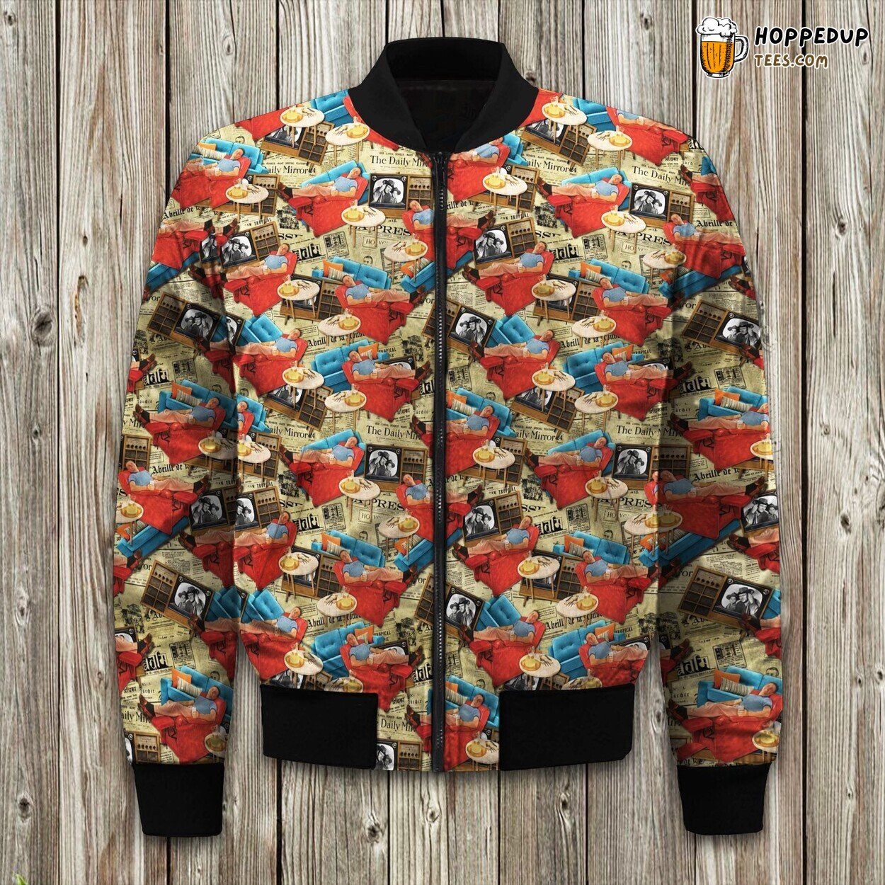 Husband Vintage Newspaper Bomber Jacket