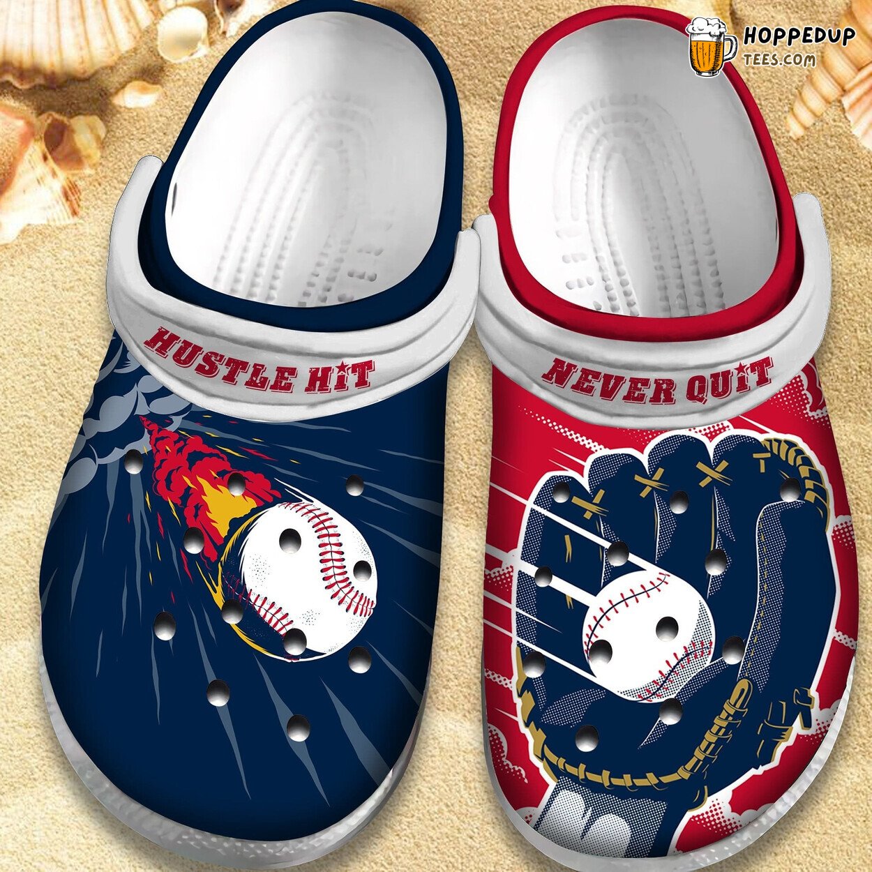 Hustle Hit Never Quit Baseball Themed Birthday Gift Clogs Shoes