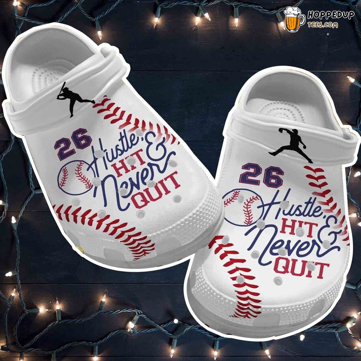 Hustle Hit Never Quit Batter Girl Baseball Inspired Clog Footwear