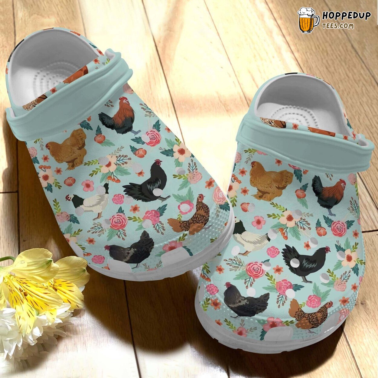 I Love Chickens Croc Shoes Girl Birthday Flower Themed Clog Footwear