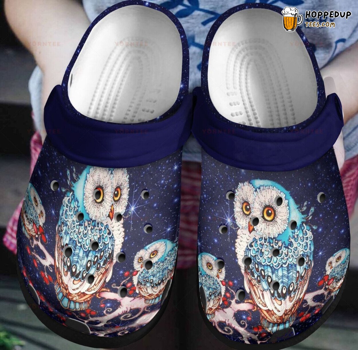 I Love Couple Owl Dark Night Theme Gift Rubber Clogs Comfy Footwear
