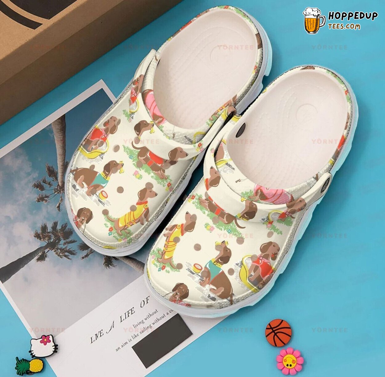 I Love Dachshund Lovely Themed Rubber Clog Shoes Comfy Gift for Dog Lovers