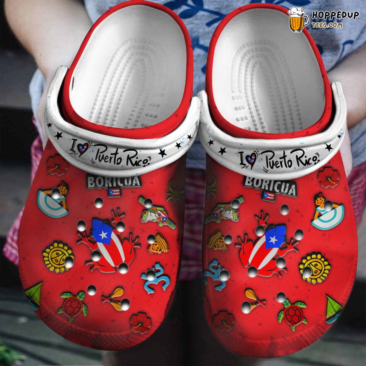 I Love Puerto Rico Fan Gift Classic Water Rubber Comfortable Clogs