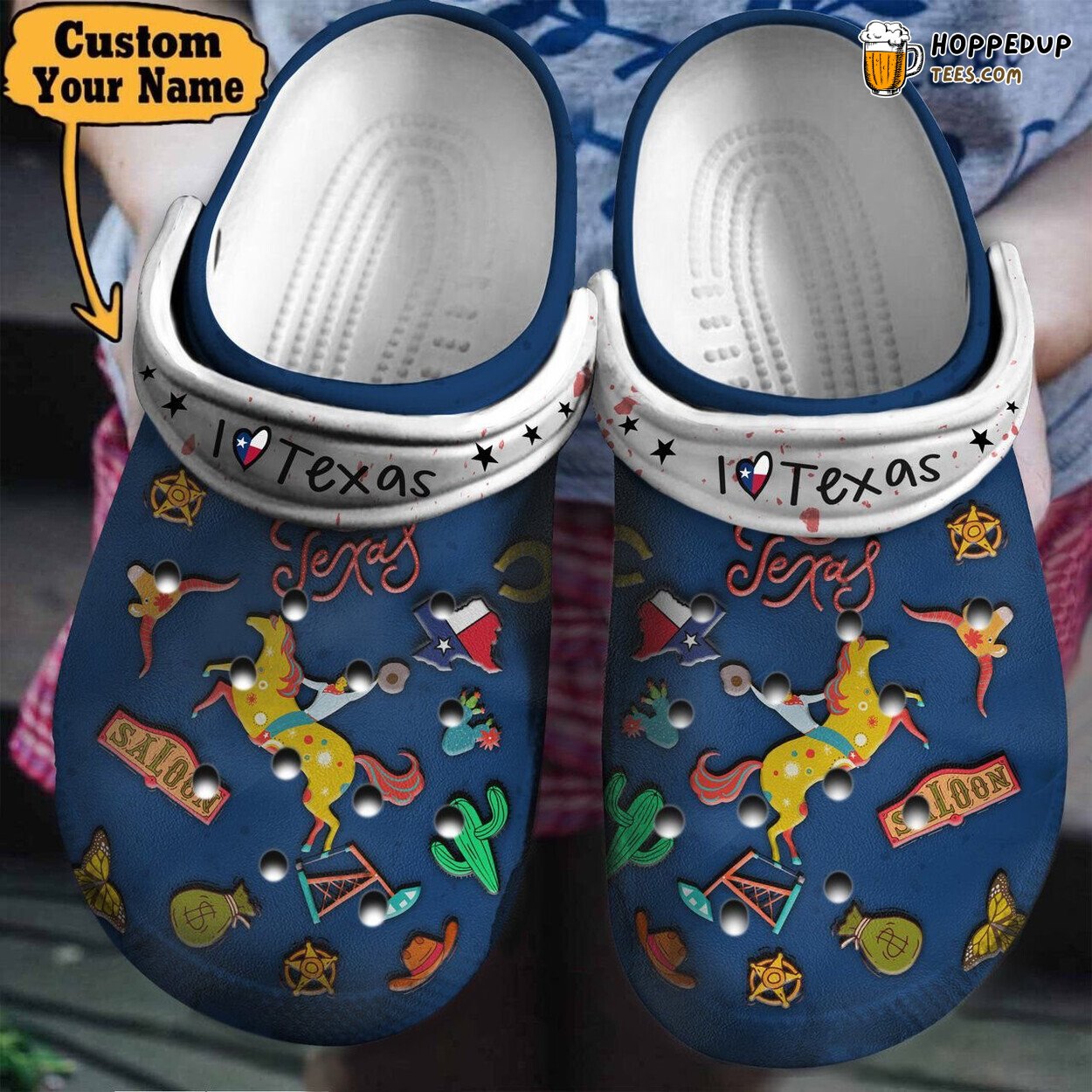 I Love Texas Theme Colorful Comfortable Clogs Vibrant Design Shoes