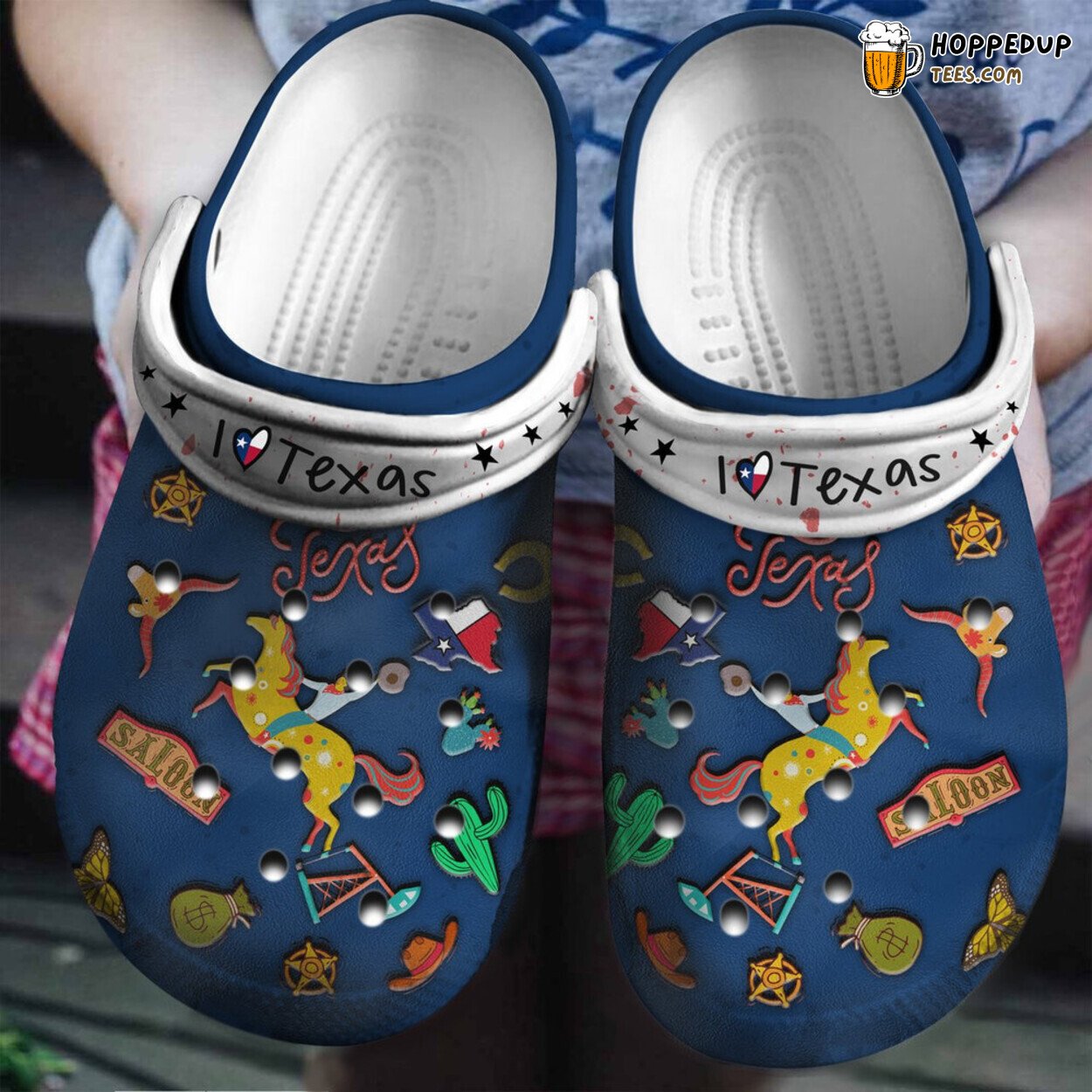 I Love Texas Themed Classic Water Rubber Clog Shoes Comfy Gift