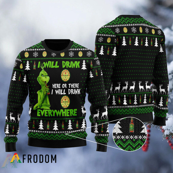 I Will Drink Ballantine Xxx Ale Everywhere Christmas Ugly Sweater HU