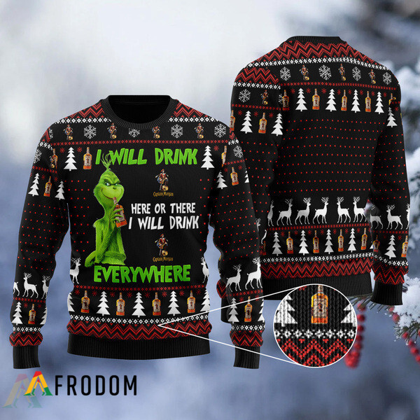 I Will Drink Captain Morgan Everywhere Christmas Ugly Sweater HU