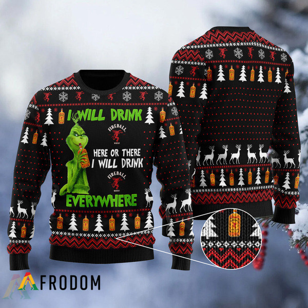 I Will Drink Fireball Whisky Everywhere Christmas Ugly Sweater HU
