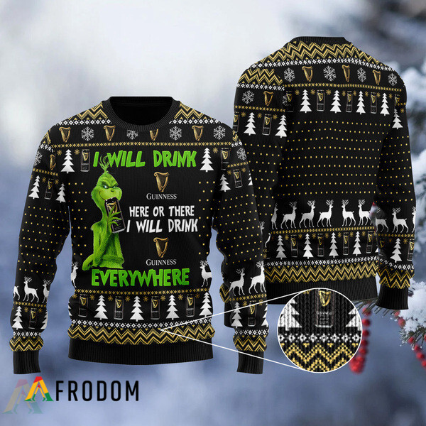 I Will Drink Guinness Beer Everywhere Christmas Ugly Sweater HU