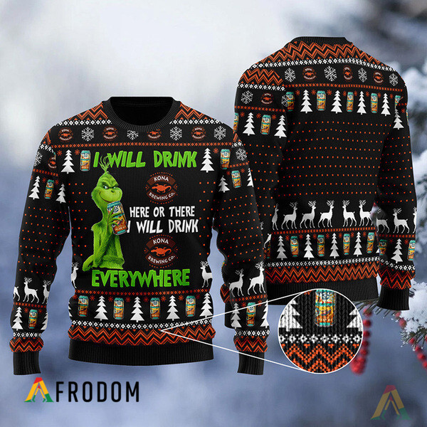 I Will Drink Kona Beer Everywhere Christmas Ugly Sweater HU
