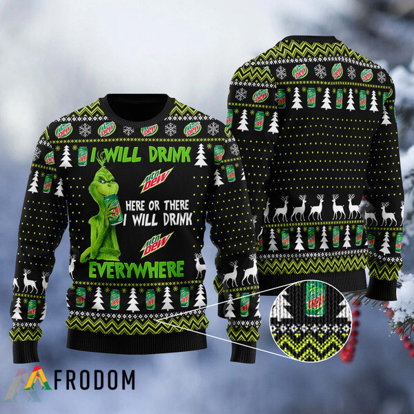 I Will Drink Mountain Dew Everywhere Christmas Ugly Sweater HU