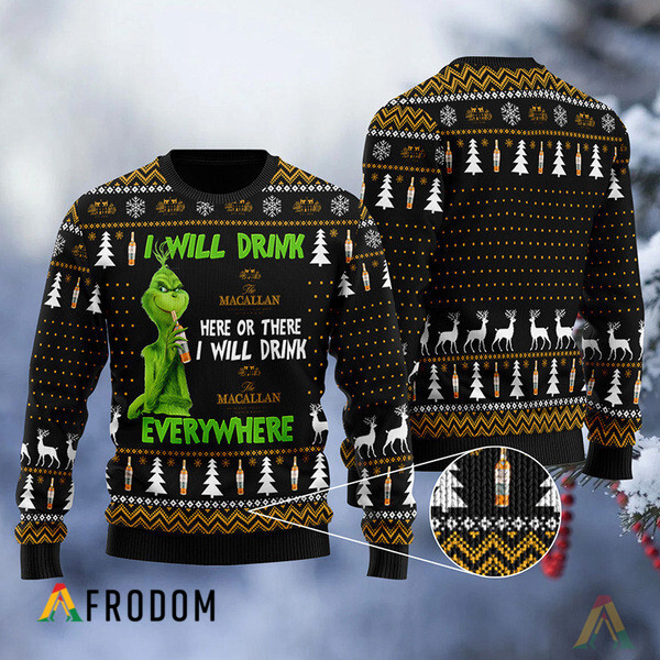 I Will Drink The Macallan Whisky Everywhere Christmas Ugly Sweater HU