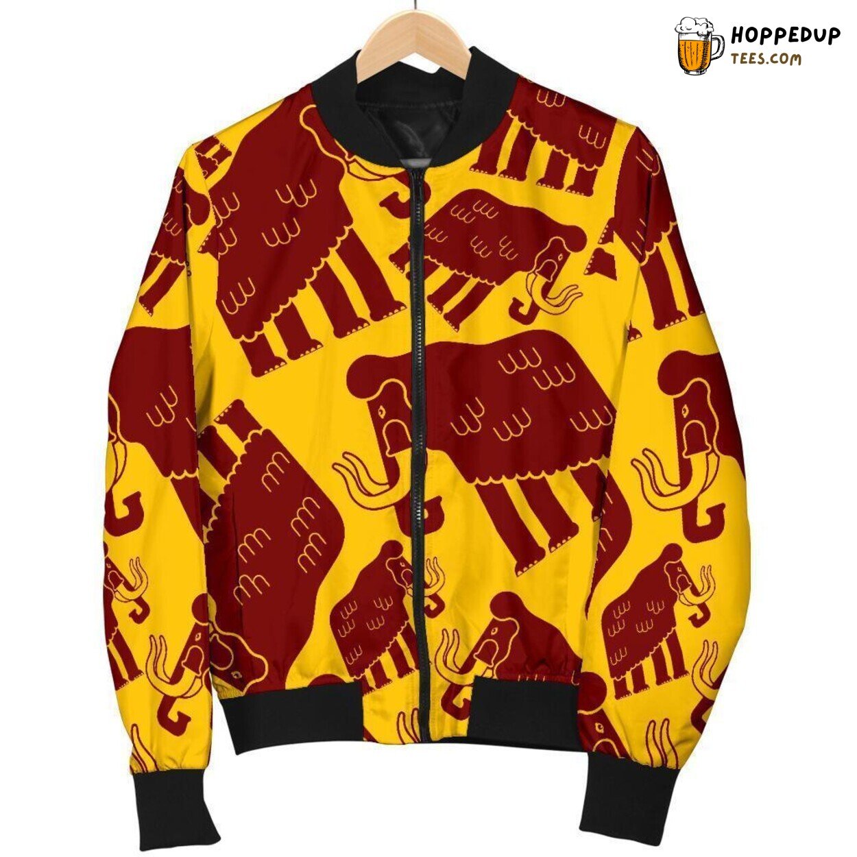 Ice Age Mammoth Inspired Men’s Bomber Jacket Unique Design Pattern Display