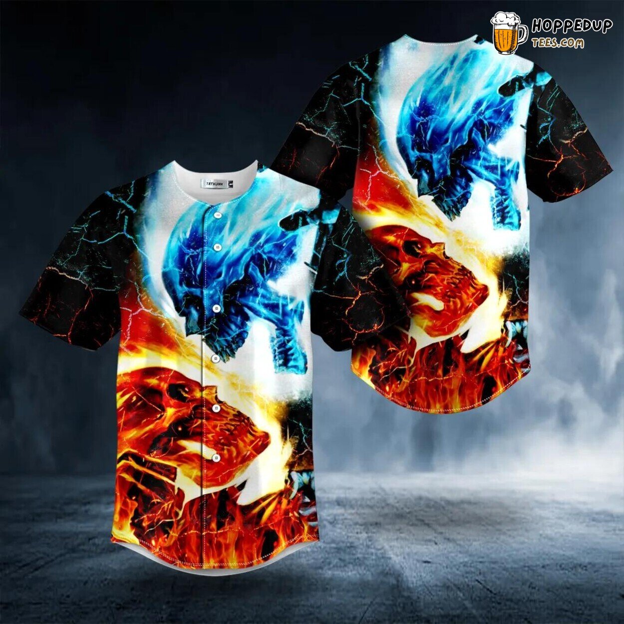 Ice Fire Unique Design Authentic Baseball Jersey Skull Inspired Edition
