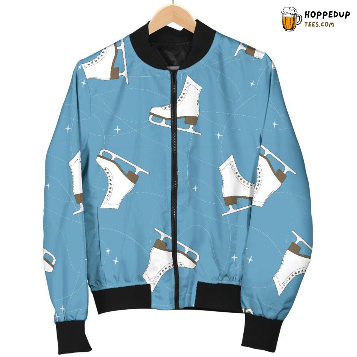 Ice Skate Winter Tribute Men’s Bomber Jacket Unique Design Pattern Display