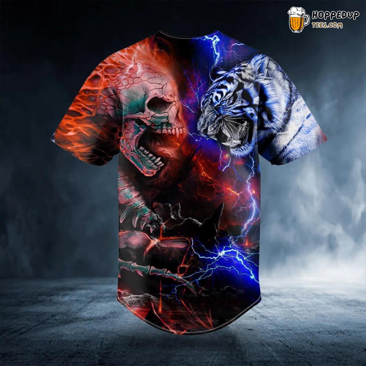 Ice Tiger Fire Skull Baseball Jersey Viking 3D Tees Unique Design Wear Graphic