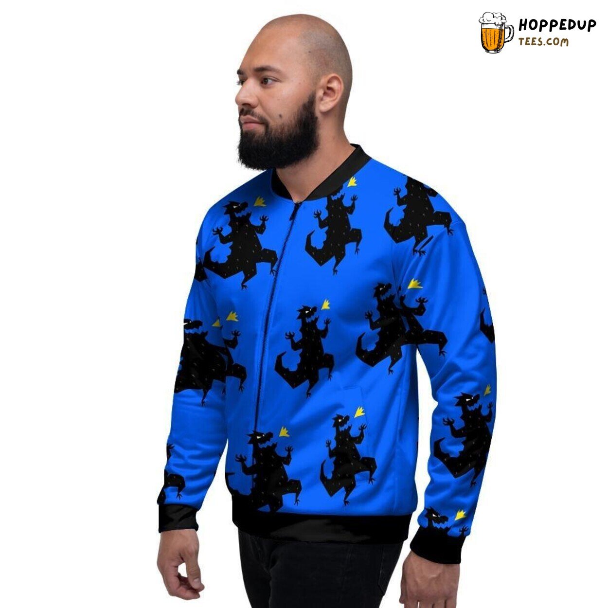 Iconic Godzilla Monster Print Men’s Bomber Jacket Cinematic Classic Display