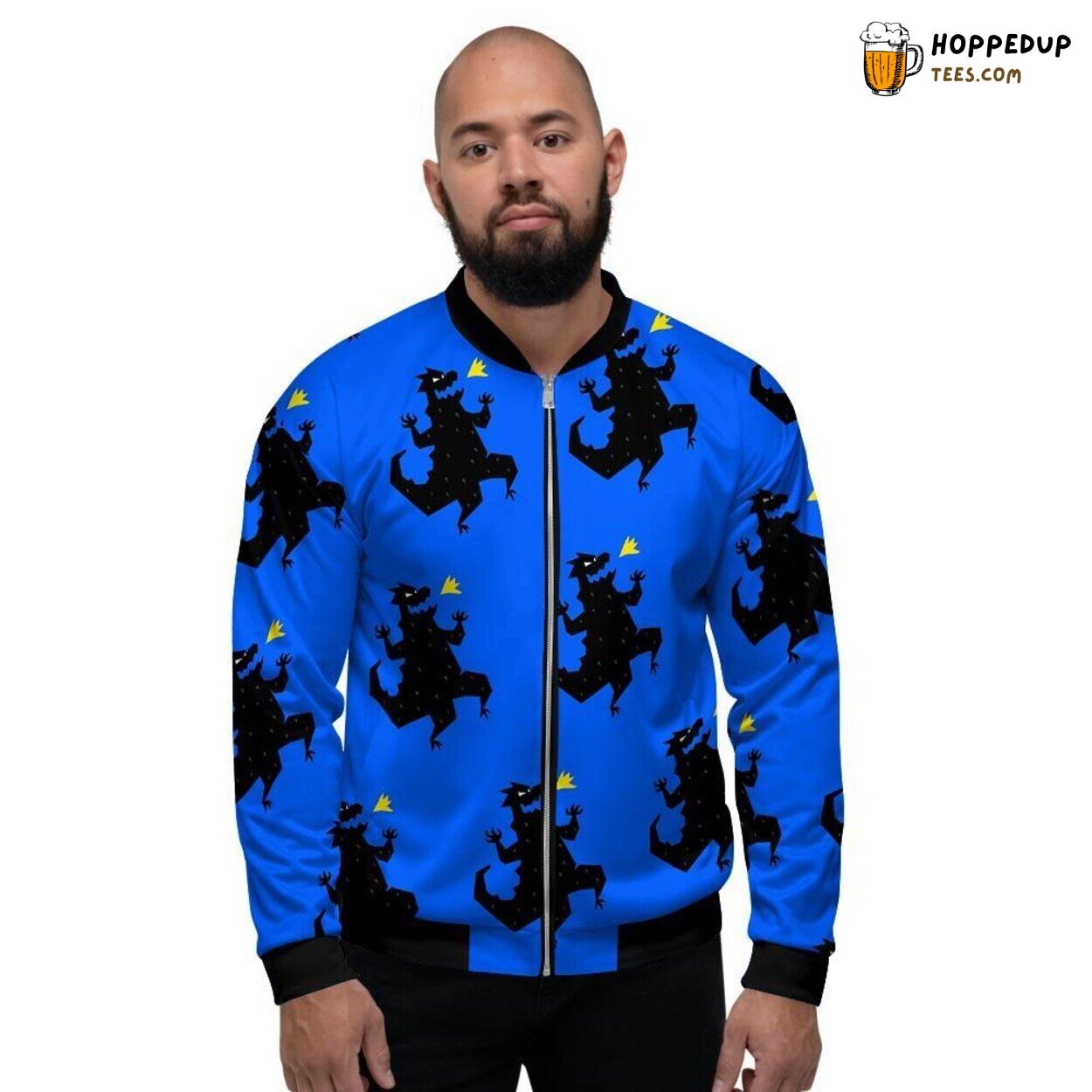 Iconic Godzilla Monster Print Men’s Bomber Jacket Cinematic Classic Display