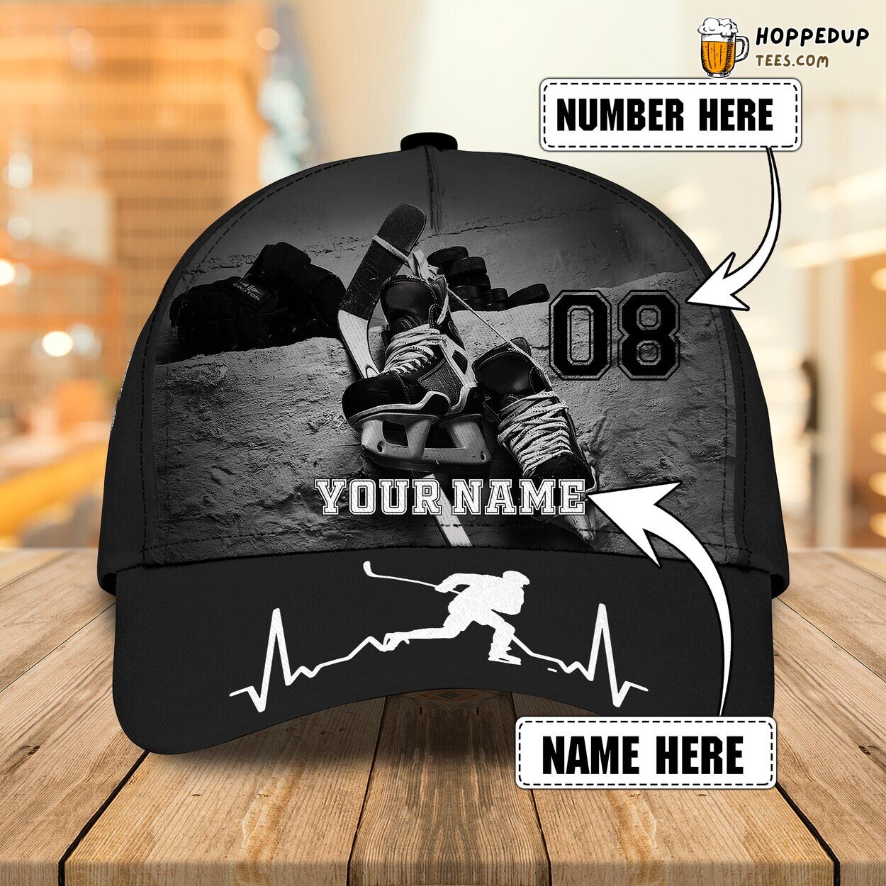 Icy Puck Dreams 3D Classic Cap Hockey Enthusiast Personalized Name Edition