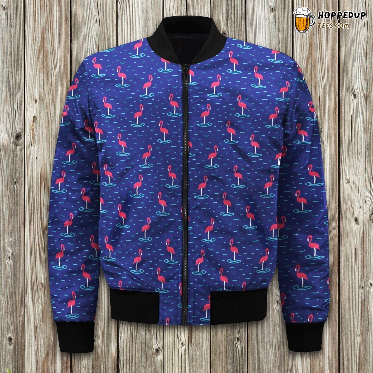 Illutration Flamingo In Water Seamless Painting Bomber Jacket