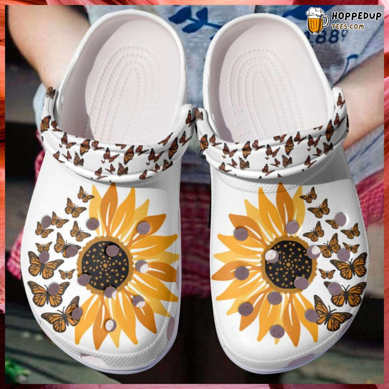 Immense Butterflies Sunflowers Lover Gift Comfortable Unique Rubber Clogs