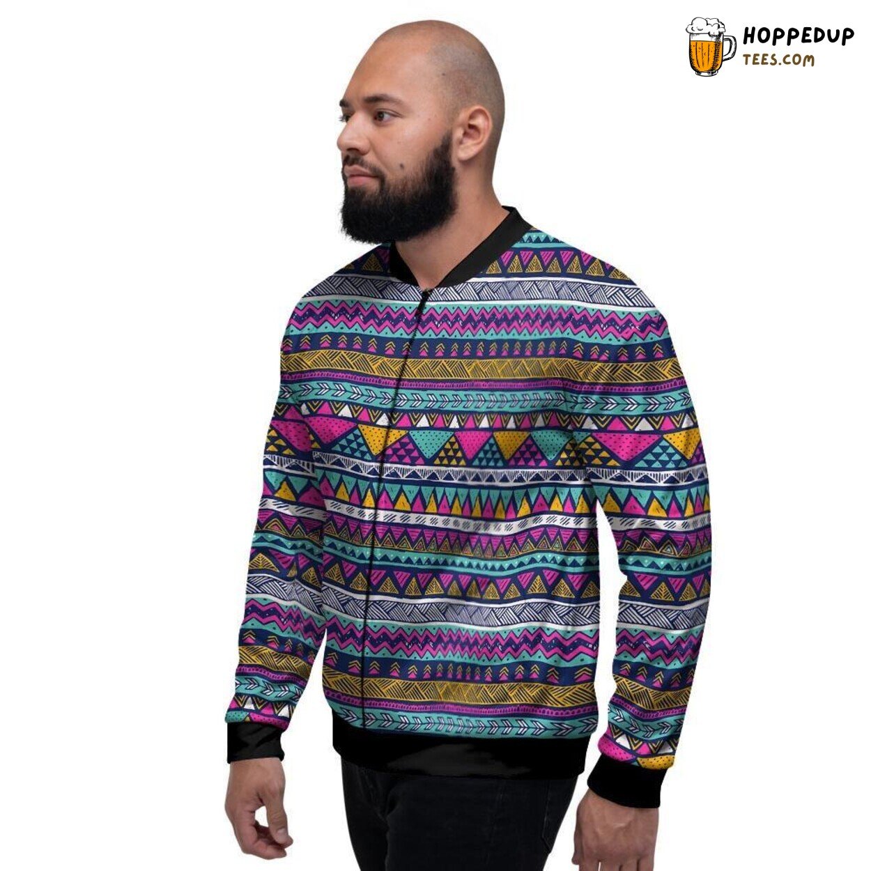 Indian Aztec Geometric Multicolor Art Men’s Bomber Jacket Modern Tribal