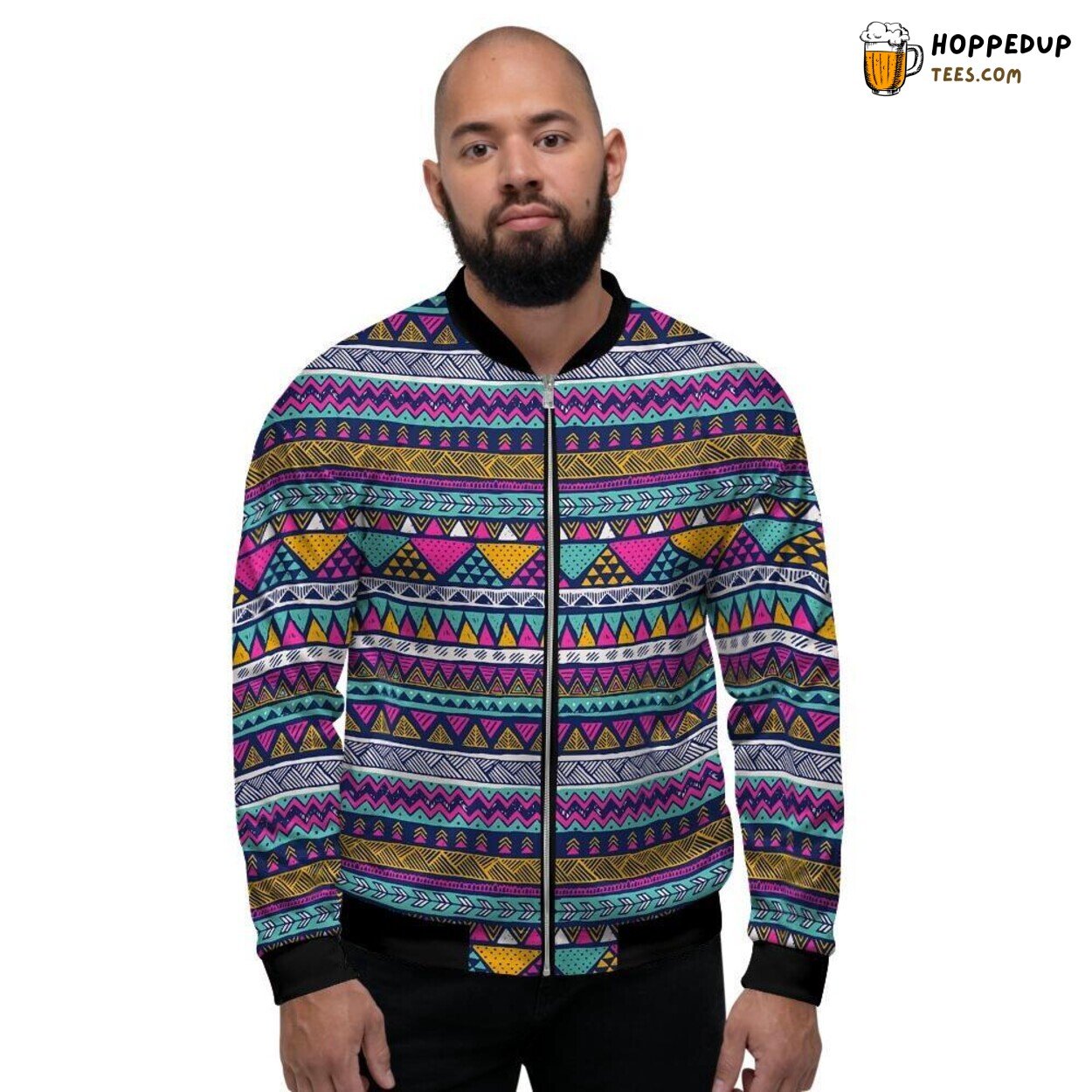 Indian Aztec Geometric Multicolor Art Men’s Bomber Jacket Modern Tribal