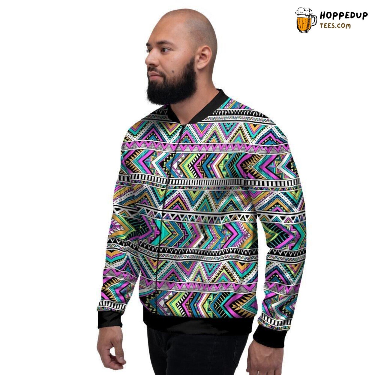 Indian Inspired Aztec Pattern Design Men’s Bomber Jacket Tribal Heritage Showcase
