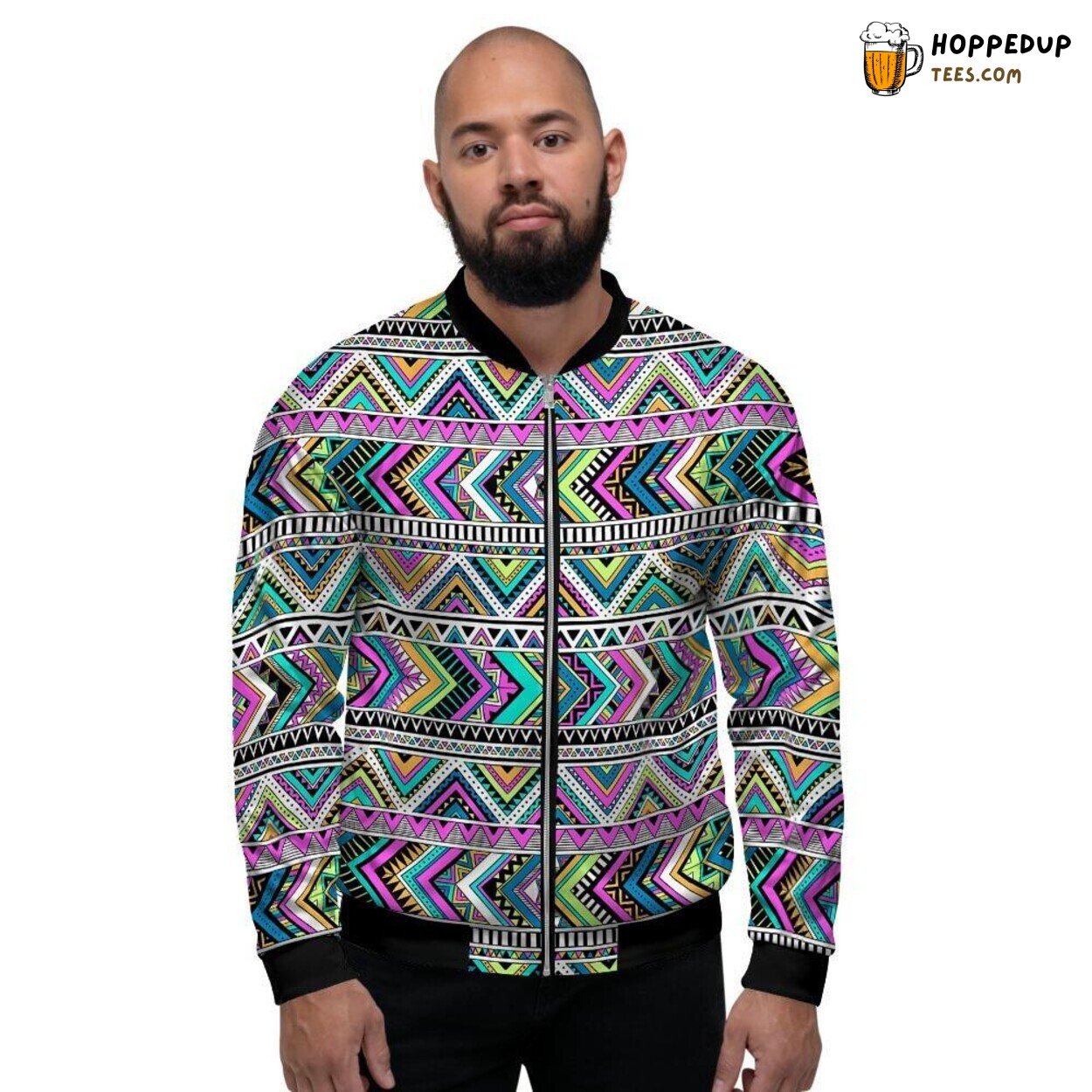 Indian Inspired Aztec Pattern Design Men’s Bomber Jacket Tribal Heritage Showcase
