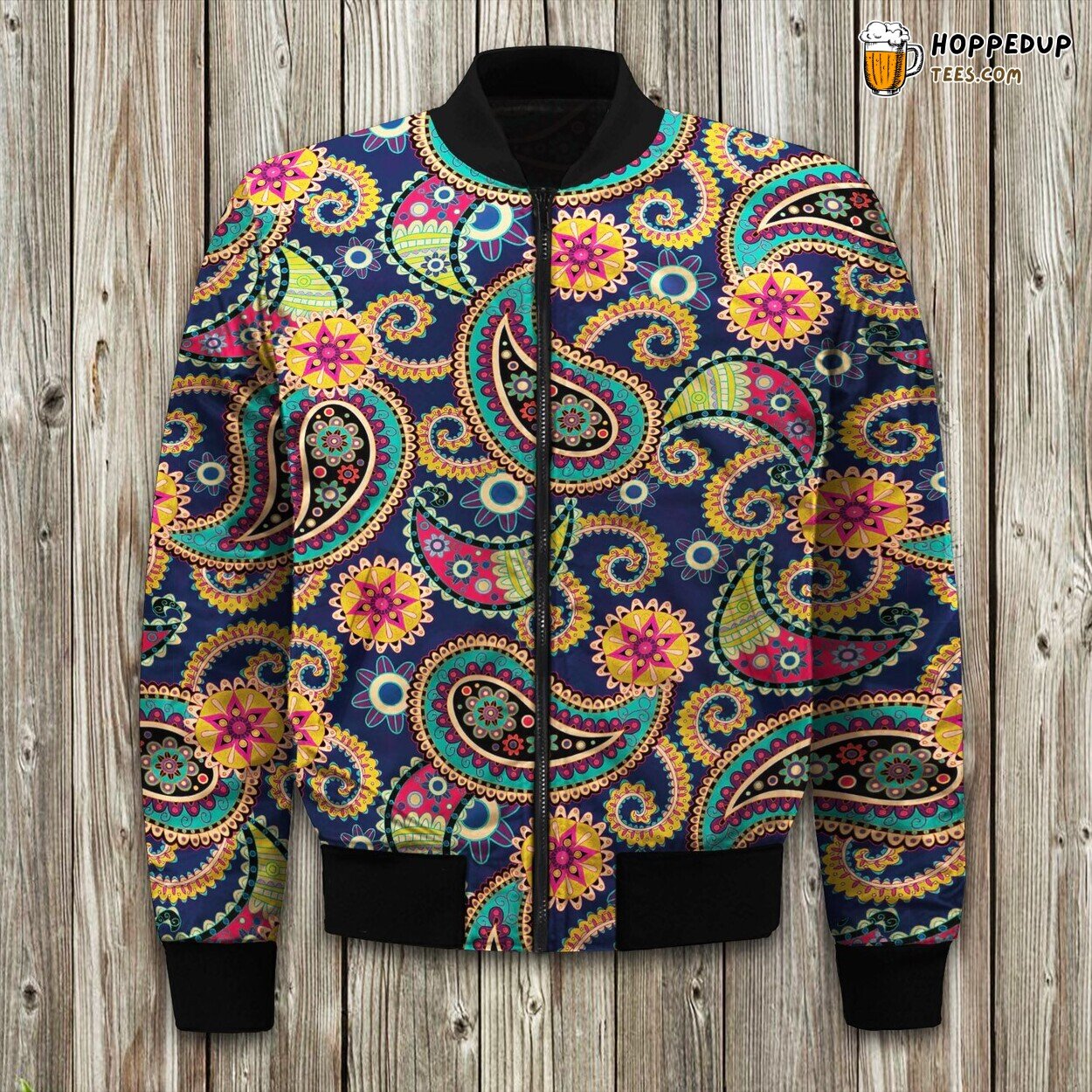 Indian Paisley Elegance Design Winter Bomber Jacket Cultural Beauty Fashion