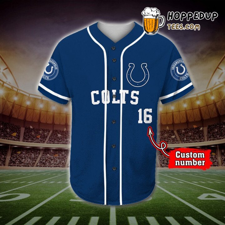 Indianapolis Colts Blue Custom Unisex Baseball Jersey Competitive Spirit