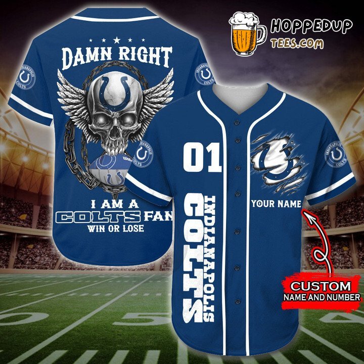 Indianapolis Colts Custom Blue Baseball Jersey Unisex Horsepower Hype