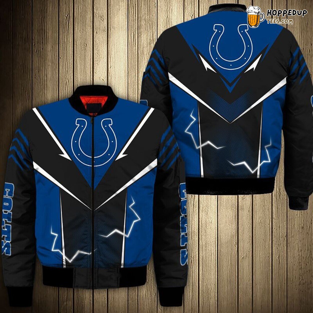 Indianapolis Colts Men’s Bomber Jacket Featuring Lightning Graphic Gift Idea