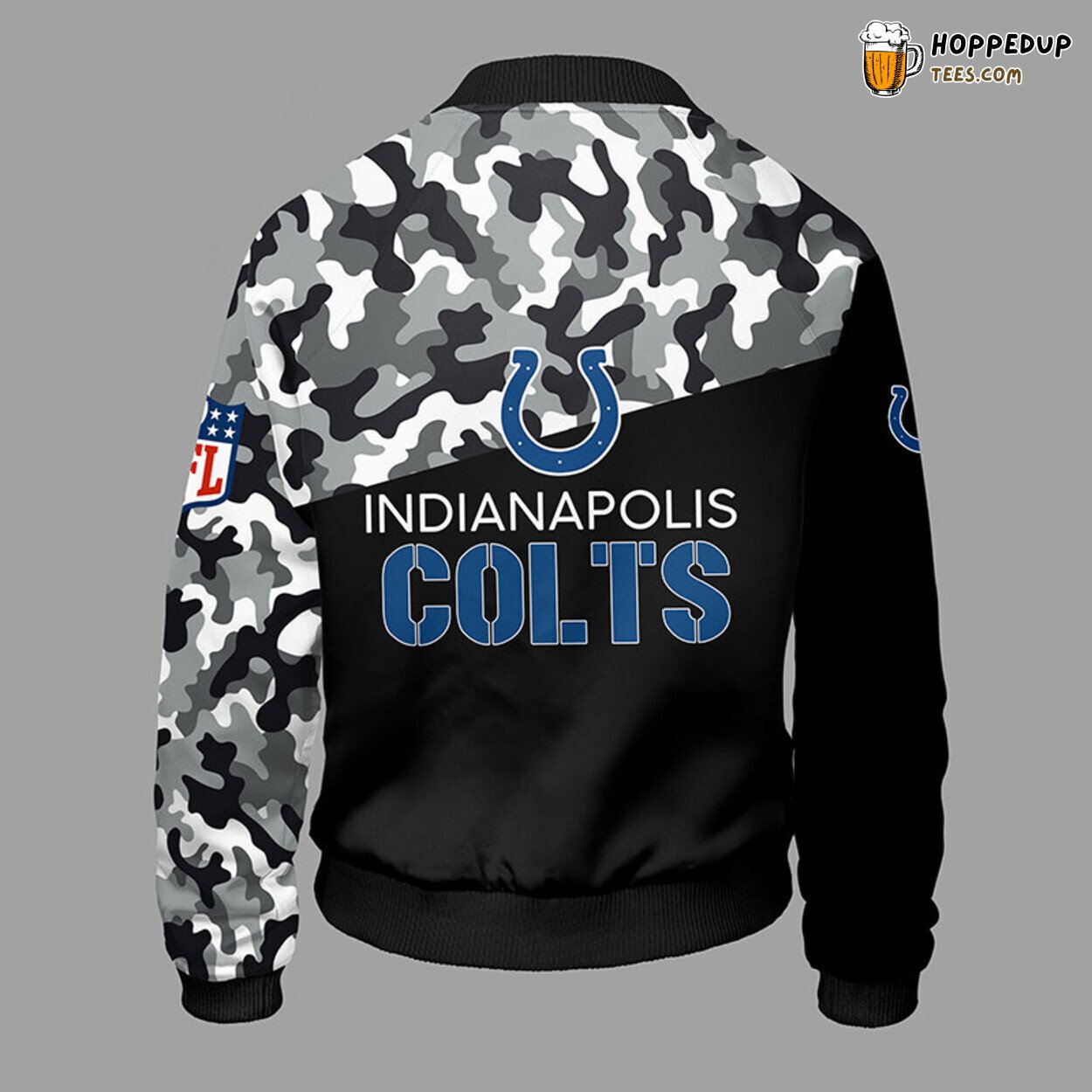 Indianapolis Colts NFL Distinct Camouflage Blue Bomber Jacket