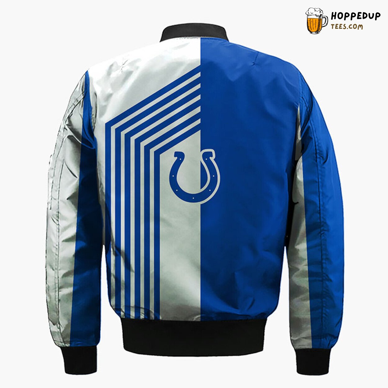 Indianapolis Colts NFL Skull Bomber Jacket Blue Silver Theme