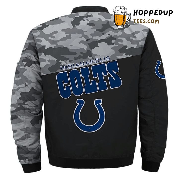 Indianapolis Colts NFL Stealth Black Camo Bomber Jacket Trend