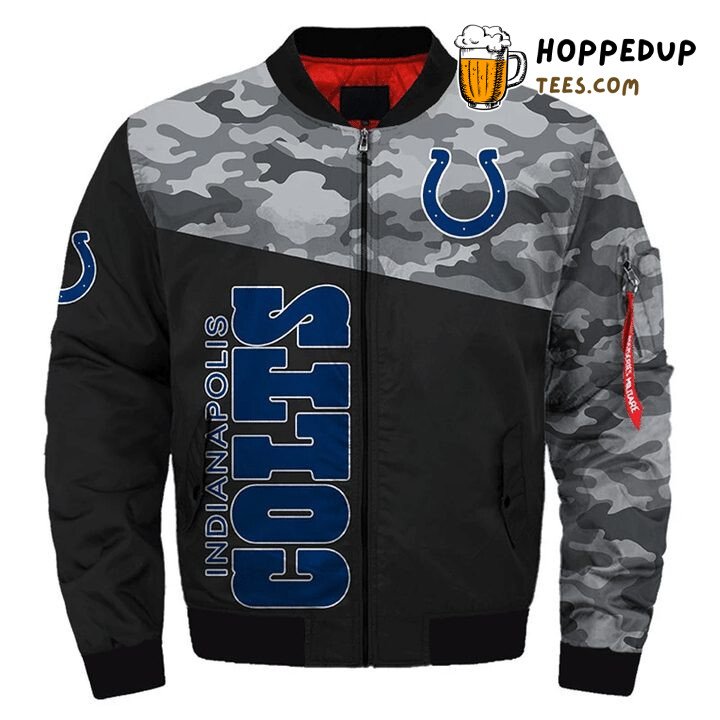 Indianapolis Colts NFL Stealth Black Camo Bomber Jacket Trend Indianapolis Colts NFL Stealth Black Camo Bomber Jacket Trend