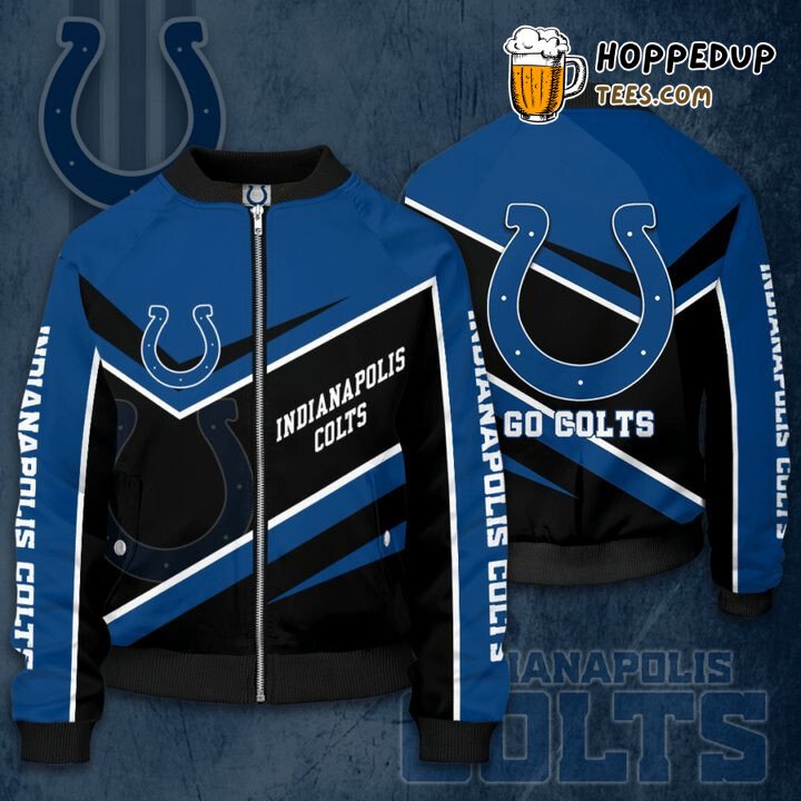 Indianapolis Colts NFL Team Blue Black Dynamic Bomber Jacket