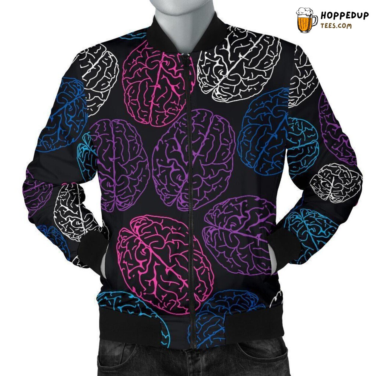 Intellectual Brain Tribute Men’s Bomber Jacket Unique Pattern Essence Display
