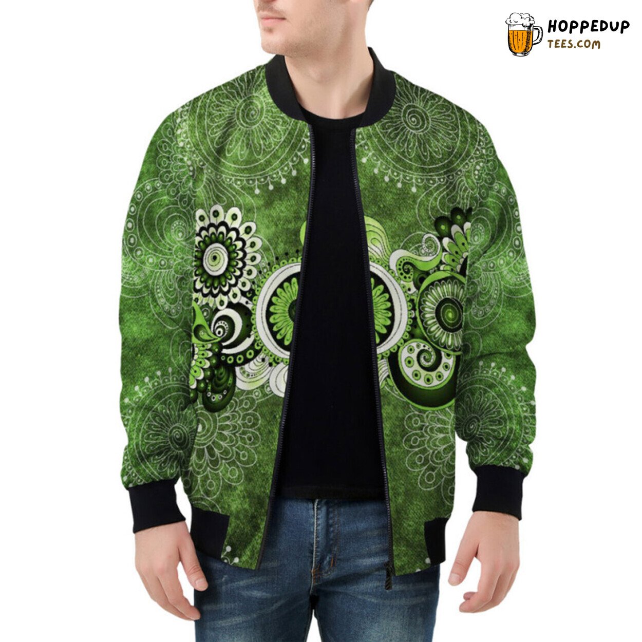 Intricate Elegance of Timeless Paisley Element Highlighted Bomber Jacket