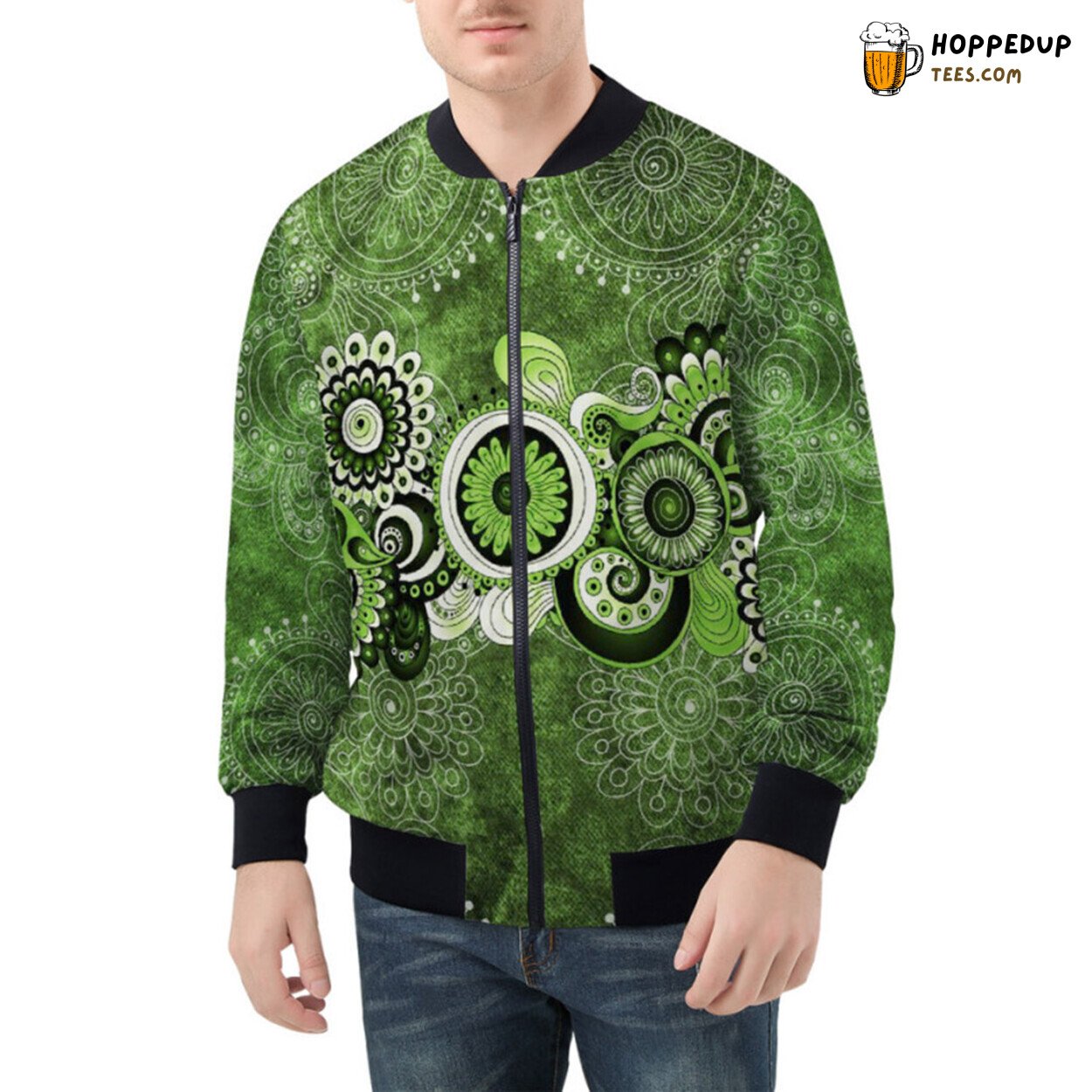 Intricate Elegance of Timeless Paisley Element Highlighted Bomber Jacket