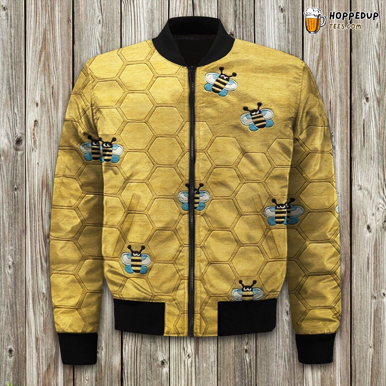 Intricate Honeycomb Pattern Bomber Jacket Winter’s Nature Structured Elegance