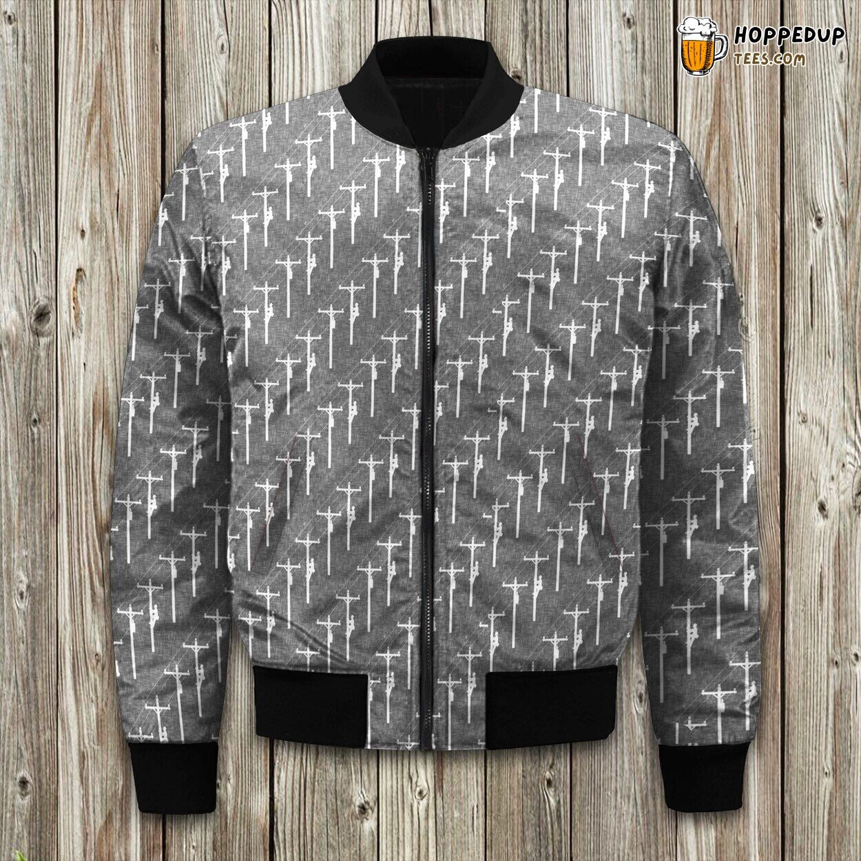 Intricate Lineman Pattern Winter Bomber Jacket Quality Design Lux