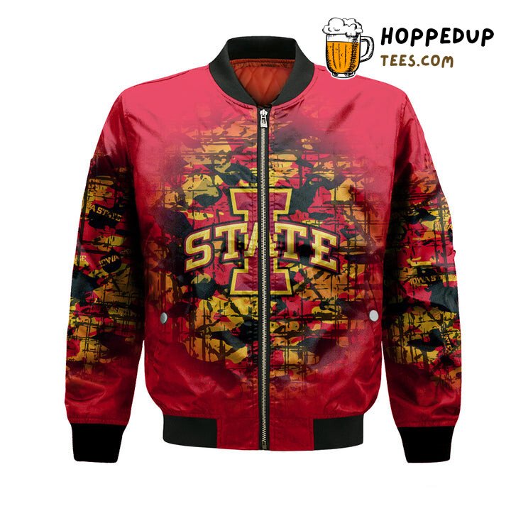 Iowa State Cyclones NCAA Bomber Jacket in Cardinal Orange Customized Iowa State Cyclones NCAA Bomber Jacket in Cardinal Orange Customized