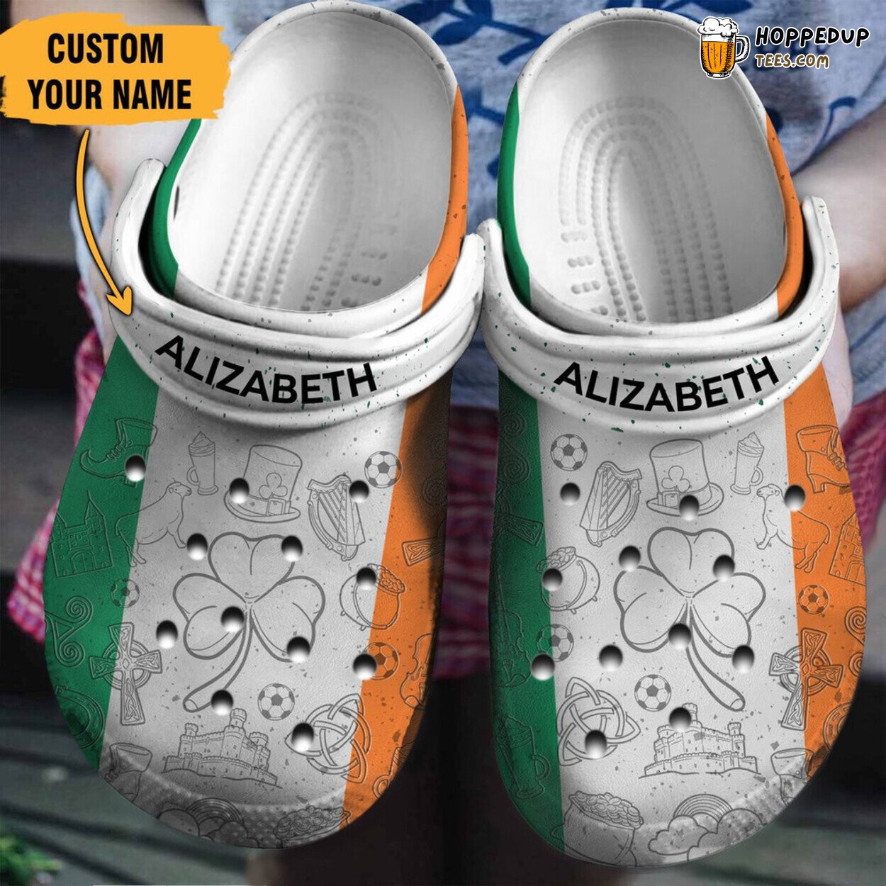 Ireland Flag Fan Gift Classic Water Comfortable Unique Rubber Clogs