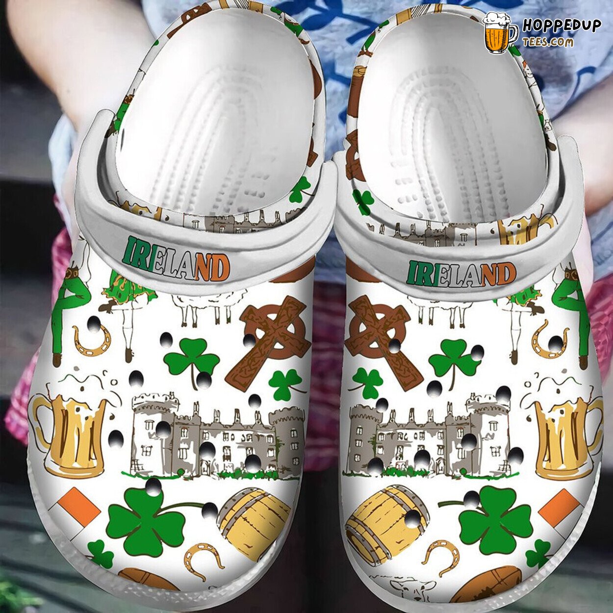 Ireland Flag Themed Classic Water Rubber Clog Shoes Comfy Cultural Footwear