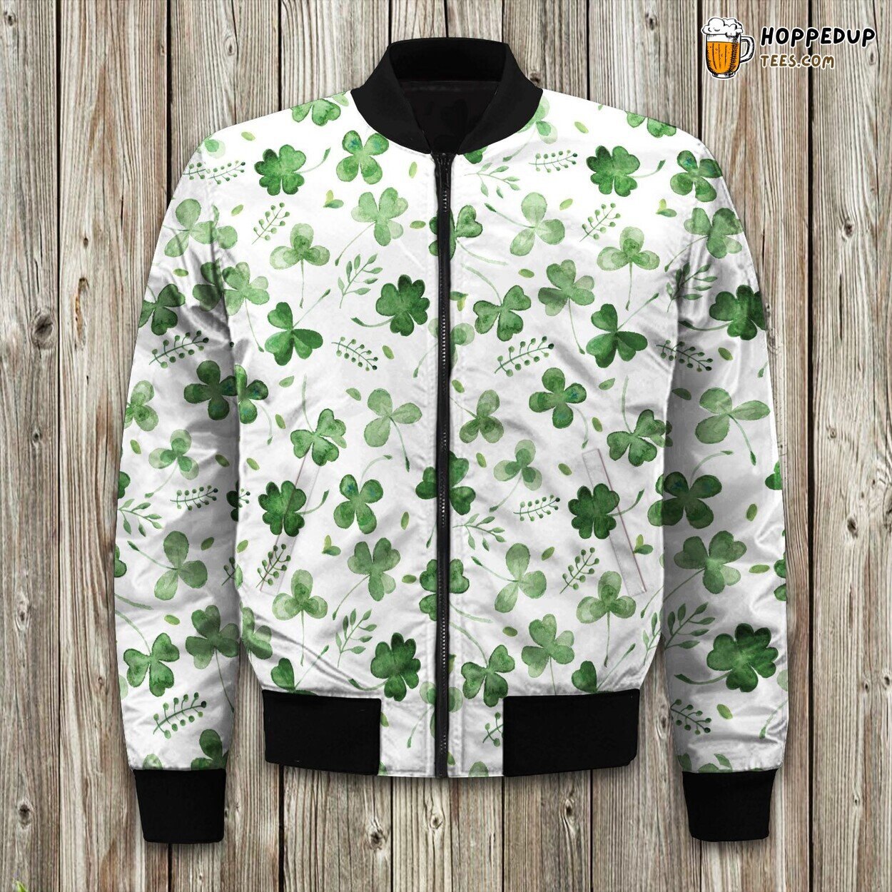 Irish Shamrocks Watercolor Painting Bomber Jacket